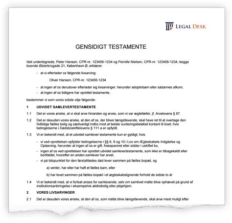 skabelon til testamente|Blanket til testamente